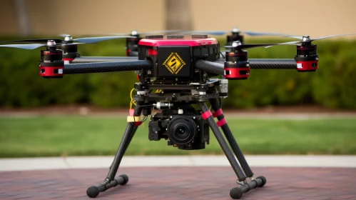 Hexacopter Drone with Camera in Industrial Setting