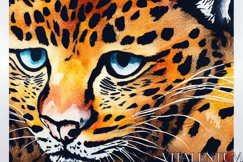 Mesmerizing Watercolor Leopard Painting | Orange and Gold | Optical Illusion AI Image