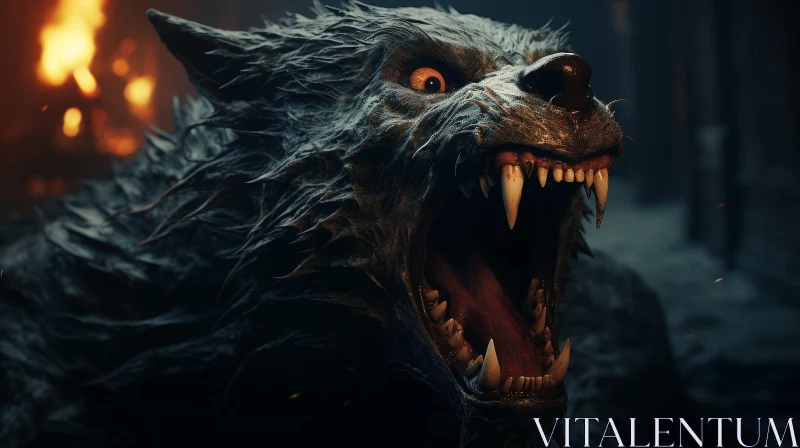 Sinister Werewolf Close-Up: Ready to Attack AI Image