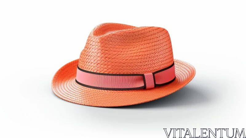 AI ART Stylish Orange Straw Hat - Summer Fashion Accessory