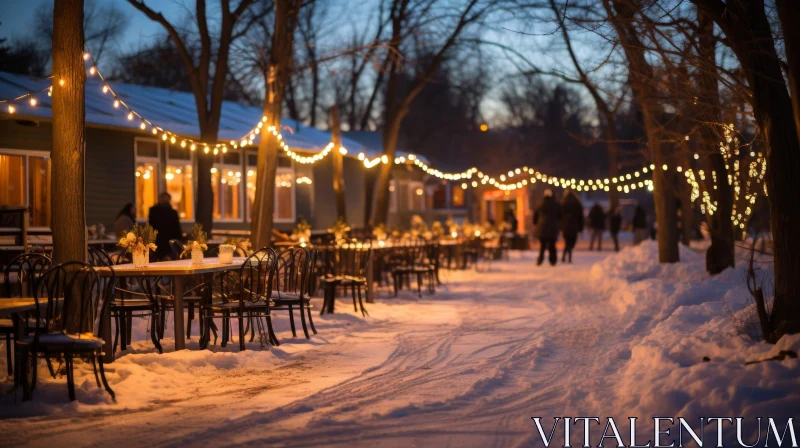 Enchanting Winter Night Scene AI Image