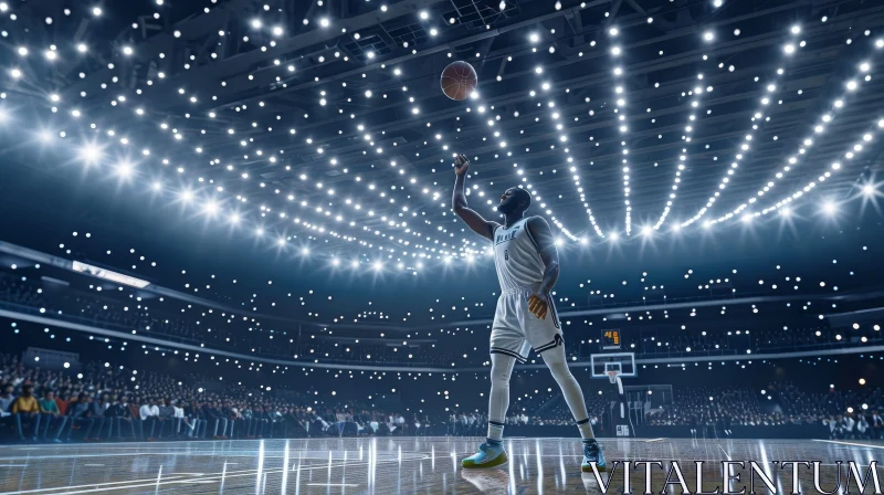 Intense Basketball Player in Action AI Image