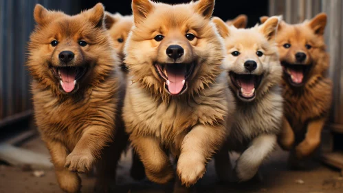 Playful Ginger Puppies Running