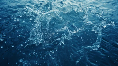 Tranquil Water Surface with Splashes | High-Angle View