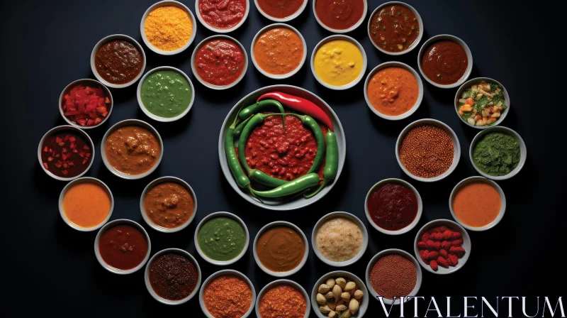 Circular Sauces and Spices - Food Photography AI Image