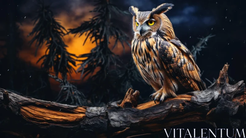 AI ART Enchanting Owl in Night Forest - Moonlight Scene