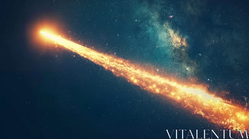 AI ART Fiery Comet in Starry Sky - Astronomical Wonder