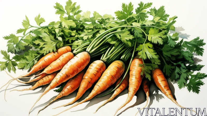 AI ART Fresh Carrots with Green Leaves - Healthy Cookbook Image