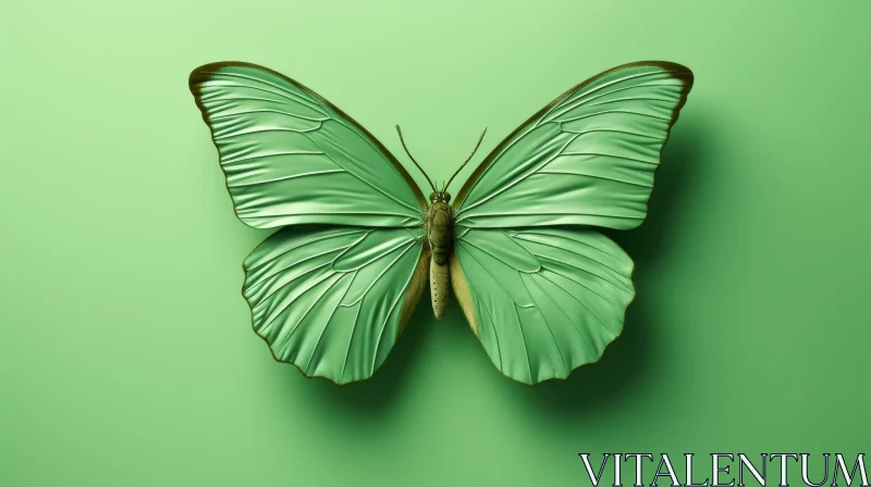 Green Butterfly 3D Rendering with Spread Wings AI Image