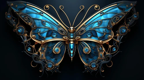 Intricate Steampunk Butterfly Illustration