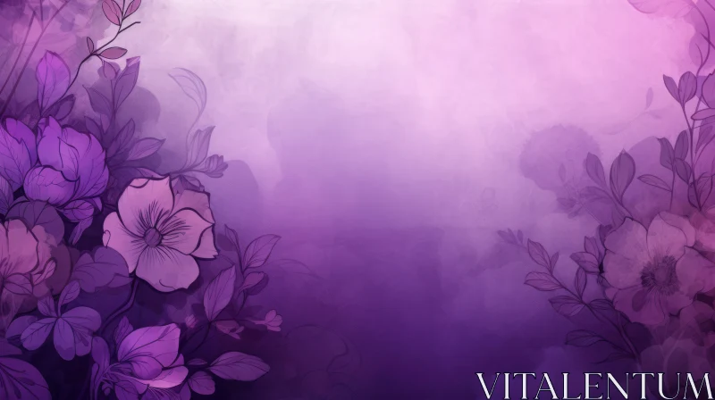 AI ART Purple Watercolor Flowers Bouquet Painting