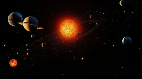 Solar System Illustration - Planets Orbiting the Sun