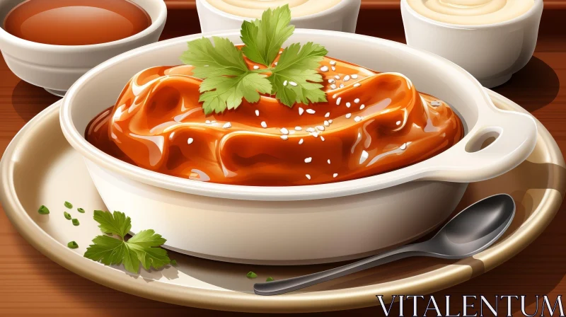 AI ART Delicious Tomato Soup with Parsley and Sesame Seeds
