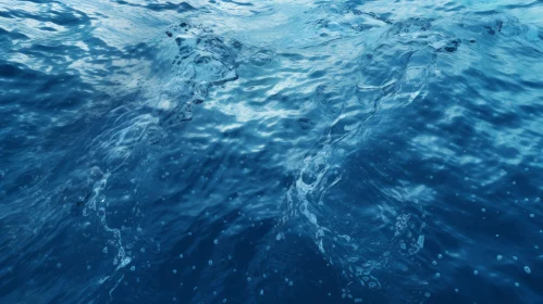 Ocean Blue Surface View | Water Ripples & Bubbles