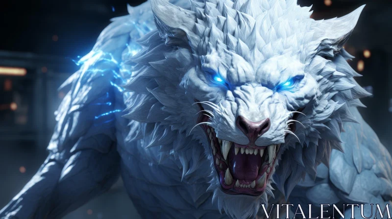 AI ART White Wolf Digital Painting - Symbol of Strength and Courage