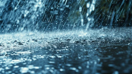 Intense Rain Shower Close-up