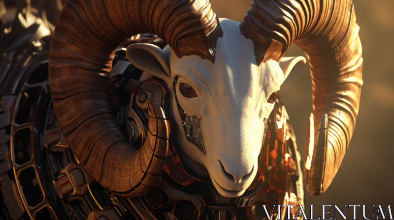 Intriguing Ram's Head Digital Painting in Fantasy Realm AI Image