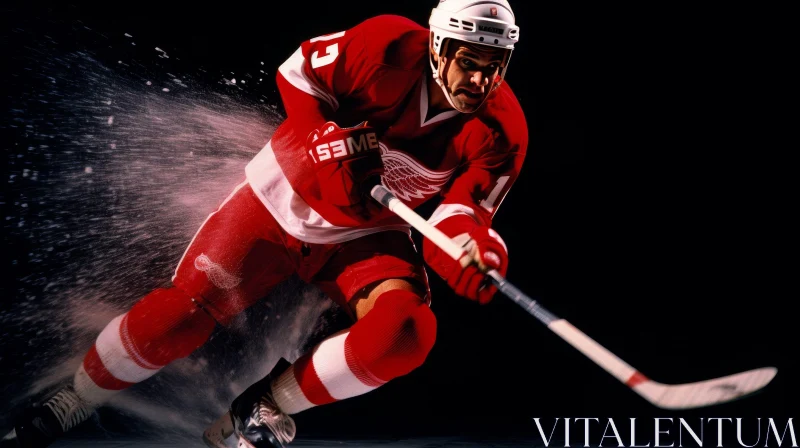 Professional Ice Hockey Player Skating Action Shot AI Image