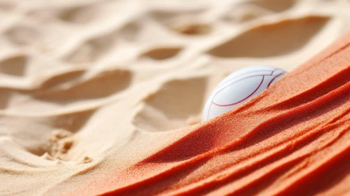 White and Red Volleyball in Orange Sand