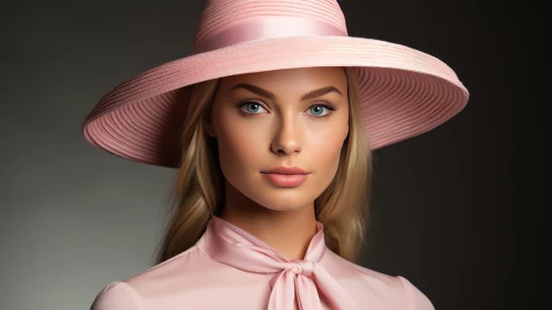 Young Woman in Pink Hat and Blouse Portrait