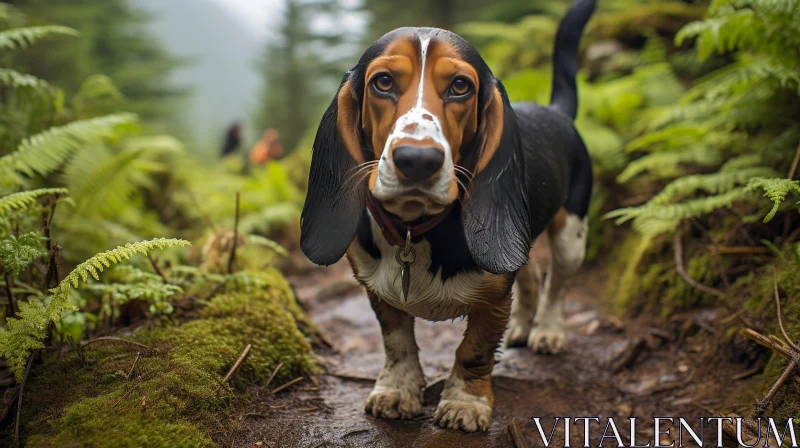 Beagle Portrait in Woods AI Image