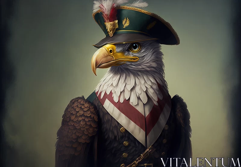 Majestic Eagle in Military Uniform - Hyper-Realistic Art AI Image