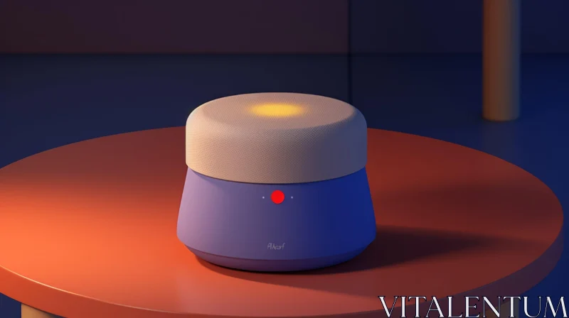 Modern 3D Smart Speaker in Home Setting AI Image