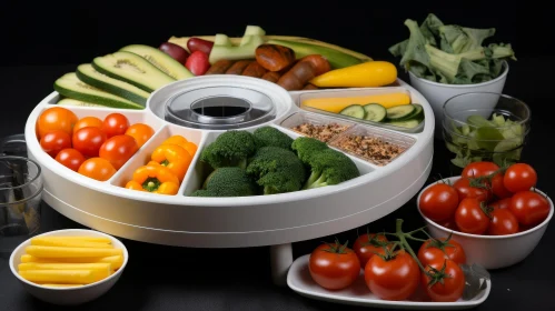 Nutritious Vegetable and Fruit Tray with Nuts and Seeds