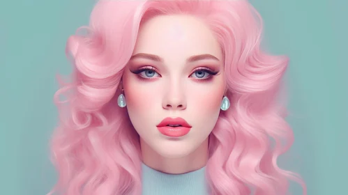 Pink-Haired Woman Portrait in Blue - Dreamy Feel