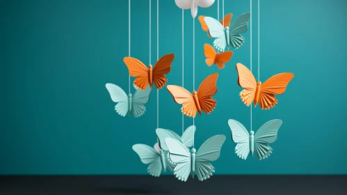 Butterfly Mobile 3D Illustration for Child's Room