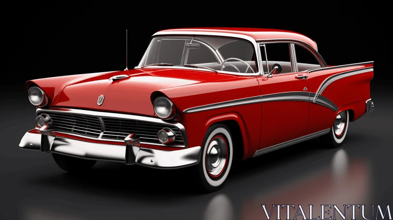 Captivating Red Classic Car on Black Background | Realistic Art AI Image