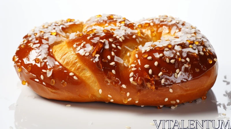 Delicious Pretzel with Sesame Seeds and Sweet Glaze AI Image