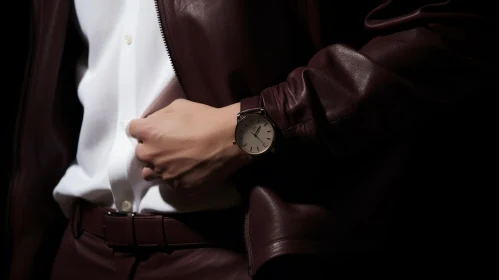 Elegant Man's Watch on Wrist in Studio Setting