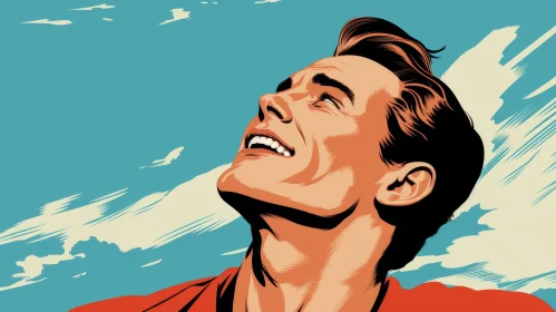 Joyful Man Vector Illustration - Blue Sky Background