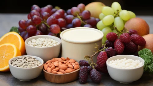 Nutritious Variety: Grapes, Berries, Nuts, Seeds, Rice & Cheese