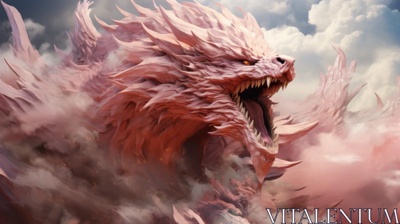 Pink Dragon Digital Painting - Fantasy Artwork AI Image