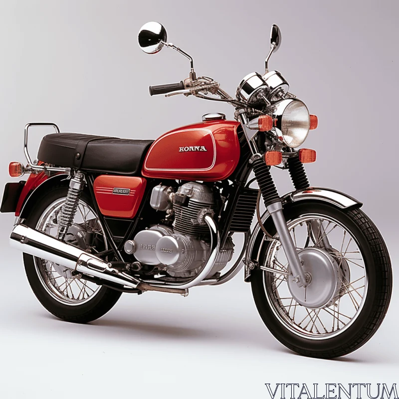 Red Motorcycle in Classic Japanese Simplicity Style AI Image