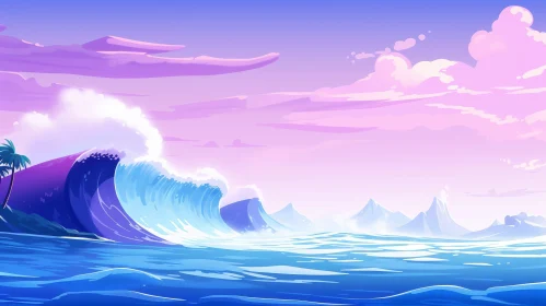 Serene Sunset Seascape Digital Painting