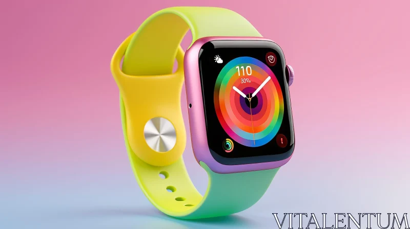 Stylish Smartwatch with Colorful Gradient Face AI Image