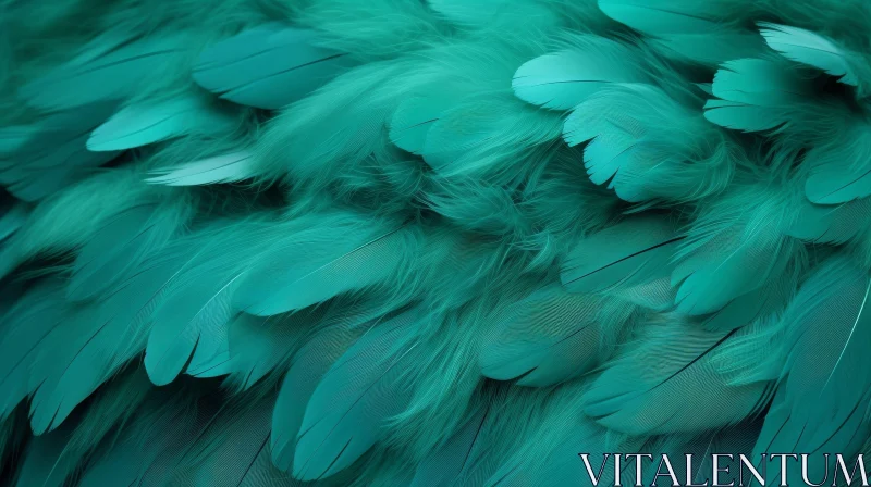 AI ART Teal Bird Feathers Close-up Background