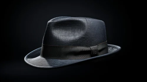 Black Fedora Hat with Gold Band - 3D Rendering