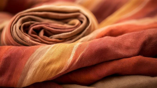 Brown and Orange Silk Fabric Spiral Texture