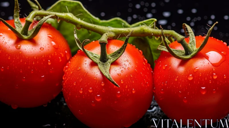 AI ART Ripe Red Tomatoes on Branch - Fresh Food Photography