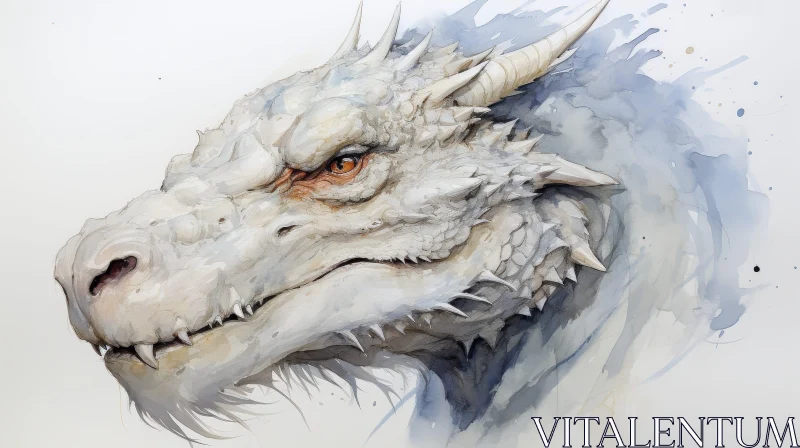 White Dragon Watercolor Painting AI Image