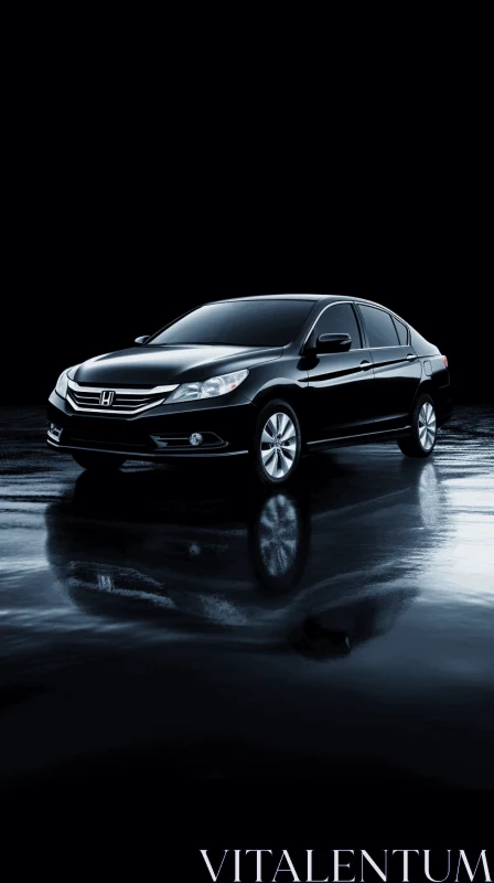 AI ART Black Honda Civic Sedan | Luxurious Reflections | Tintype Photography