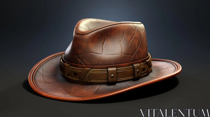 AI ART Brown Leather Cowboy Hat with Silver Conchos - 3D Rendering