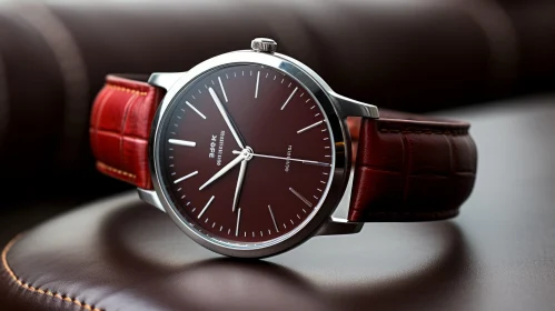 Elegant Wristwatch with Brown Leather Strap