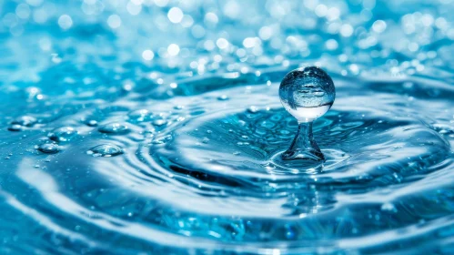 Serene Water Drop Ripple in Pool