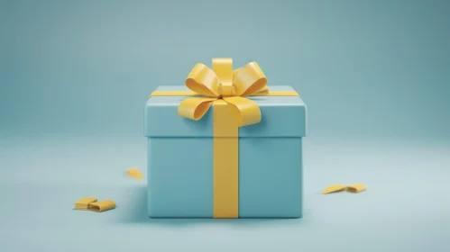 Blue 3D Gift Box Illustration - Holiday Celebration Concept