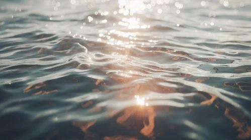 Clear Blue-Green Water with Sunlight Reflections